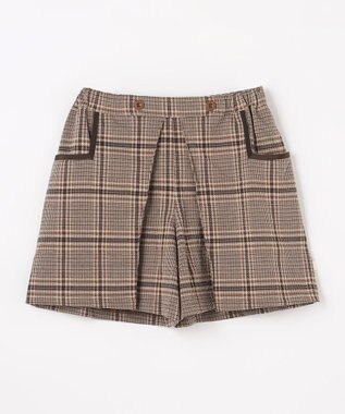 組曲 KIDS 【150-160㎝】レディチェック キュロット ブラウン