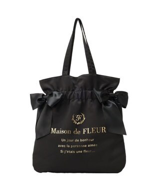 Maison de FLEUR 《セット商品》ダブルリボンギャザートート・ポーチ Black