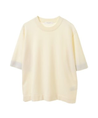 Green Parks 袖裏配色５分袖ニットプルオーバー Off White