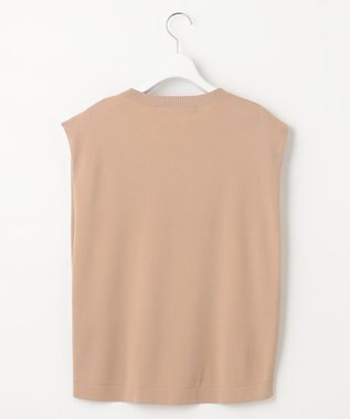 自由区 【洗える・XSサイズあり】クレープストレッチノースリーブ ニット キャメル系