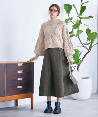Tiaclasse 【洗える】ケーブルニットプルオーバー ベージュ