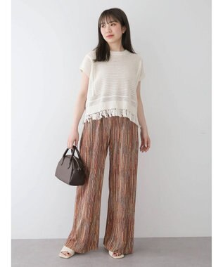 Green Parks 裾フリンジメッシュニットプルオーバー Off White