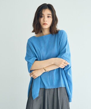 YECCA VECCA ペーパーヤーンルーズニット Blue