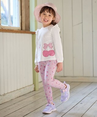 ANY KIDS 総柄フルレングスレギンス ピンク×ギンガム