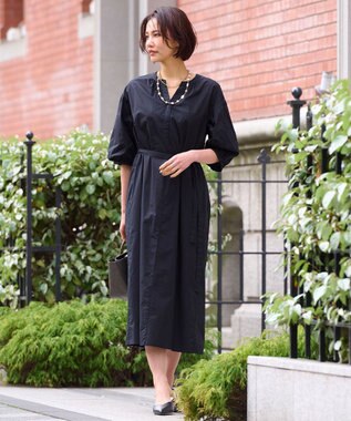 自由区 【洗える・XSサイズあり】タイプライターピースダイ ワンピース ネイビー系