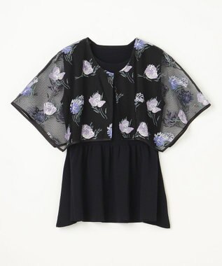 GRACE CONTINENTAL 刺繍ケープニットトップ ブラック
