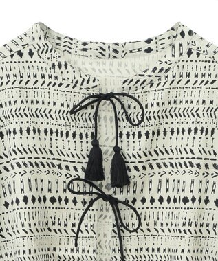 CRAFT STANDARD BOUTIQUE フリンジ紐付ペプラムブラウス Black