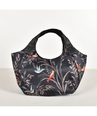 Y'SACCS バードプリントバルーントート Mサイズ ブラック