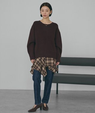 AMERICAN HOLIC バイパチ前振りニットプルオーバー Brown