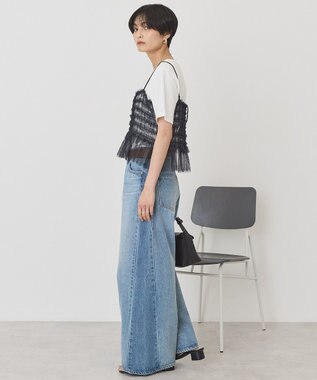 AMERICAN HOLIC 【2点セット】半袖Tシャツ＋チュールビスチェ Off White