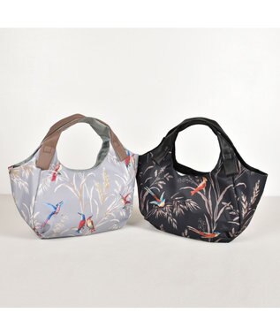 Y'SACCS バードプリントバルーントート Mサイズ ブラック