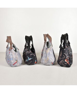 Y'SACCS バードプリントバルーントート Mサイズ ブラック