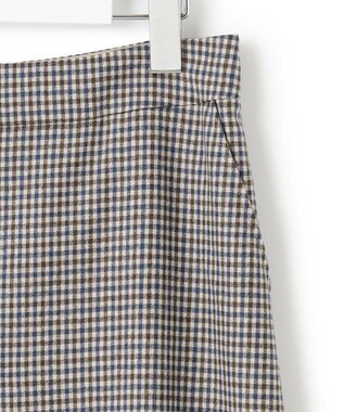 23区 ウールミルドストレッチ チェック フロントタックAラインスカート キャメルチェック