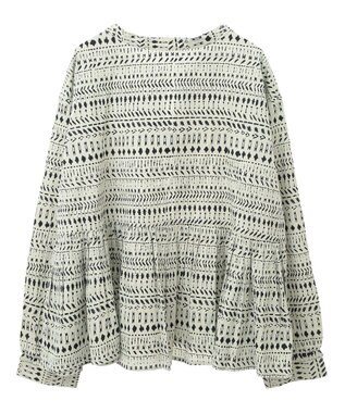 CRAFT STANDARD BOUTIQUE フリンジ紐付ペプラムブラウス Black