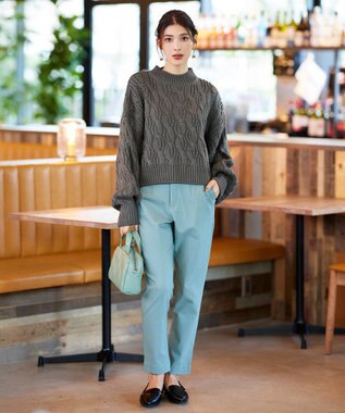 Tiaclasse 【洗える】ケーブルニットプルオーバー グレー