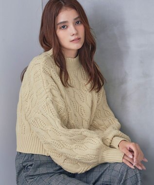 Tiaclasse 【洗える】ケーブルニットプルオーバー イエロー