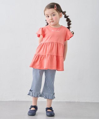 ANY KIDS 【綿100%/接触冷感】ひんやり ティアードチュニック コーラル