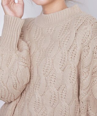 Tiaclasse 【洗える】ケーブルニットプルオーバー ベージュ