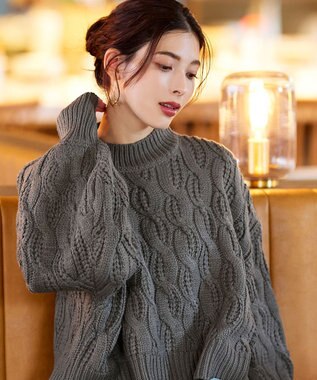 Tiaclasse 【洗える】ケーブルニットプルオーバー グレー