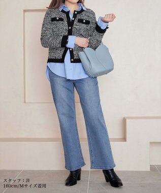 Tiaclasse 【安田美沙子さん/小倉優子さん着用】【洗える】ストレッチワイドデニム ブルー