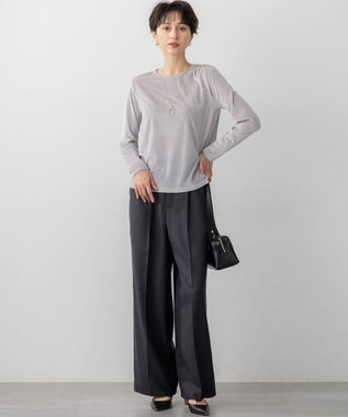 23区 【滝沢眞規子さん着用/VERY掲載/洗える】TWビエラ タック ワイド パンツ グレー系