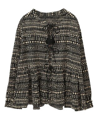 CRAFT STANDARD BOUTIQUE フリンジ紐付ペプラムブラウス Black