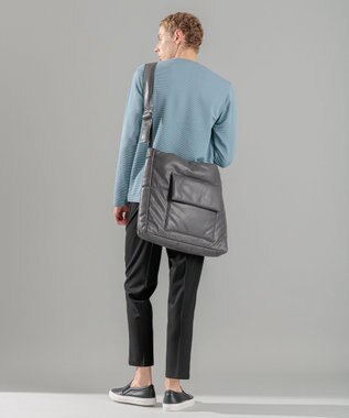 JOSEPH HOMME シンセティックソフトレザー　ワンショルダー バッグＬサイズ グレー系