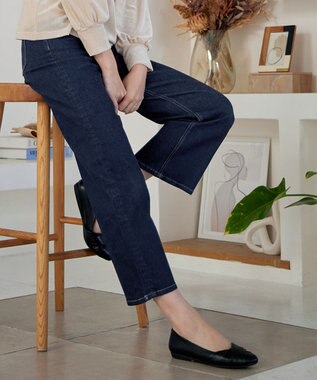 Tiaclasse 【安田美沙子さん/小倉優子さん着用】【洗える】ストレッチワイドデニム ネイビー