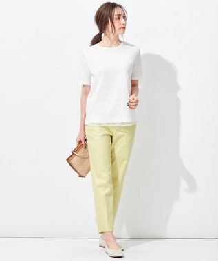 自由区 L 【接触冷感・撥水防汚加工】COOLMAX テーパードパンツ ライトグリーン系