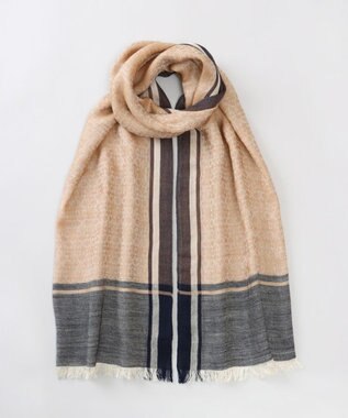 AURORA 【 LANVIN COLLECTION（ランバン コレクション） 】シルクウールロゴジャカードストール ネイビー