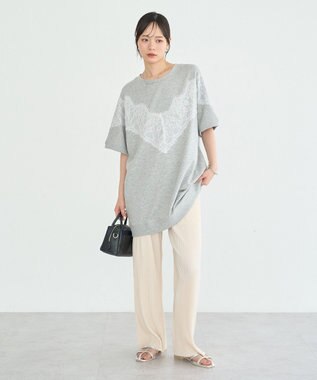 earth music&ecology 【セルフカット可能】カットリブイージーパンツ Beige