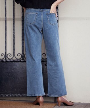 Tiaclasse 【安田美沙子さん/小倉優子さん着用】【洗える】ストレッチワイドデニム ブルー