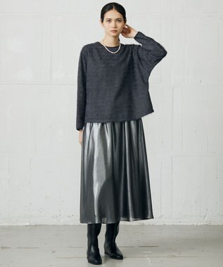 自由区 L 【カタログ掲載】ループカットジャカードプルオーバー ブラウス スレート