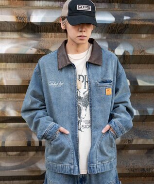 WEGO 【ユニセックス着用ITEM/MLサイズ展開】ワーカーズZIPデニムジャケット デニム中濃加工色