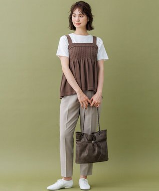 組曲 L エアフロードライクロス テーパードパンツ グレージュ系