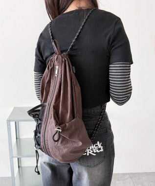 WEGO 【ユニセックス着用ITEM】センターzipナップサック ブラウン