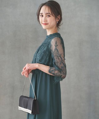 ANY SIS 【洗える】レーシーケープ ドレス ディープグリーン