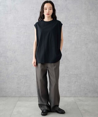 WEGO 【5色3サイズ展開/ユニセックス着用ITEM/洗える/綿100%】スリーブレスコットンT ブラック