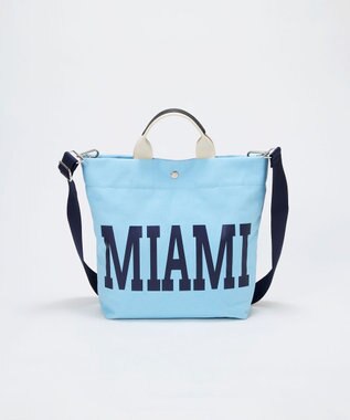 TOPKAPI 【Breath TOPKAPI】シティ プリント キャンバス スクエアトートバッグ / ショルダー付き ブルー