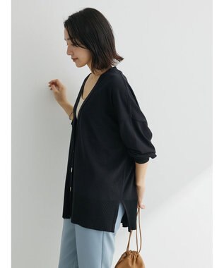 Green Parks 洗える　ミドル丈カーディガン Black