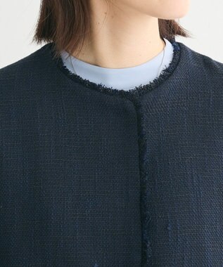 Green Parks ef-de ツイードノーカラージャケット Navy