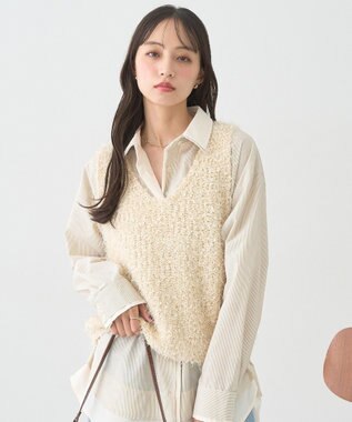 earth music&ecology ポンポンヤーンベスト