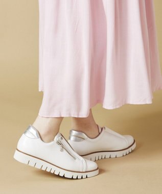 Dominic3 センターゴムサイドジップ レザースニーカー ブラック