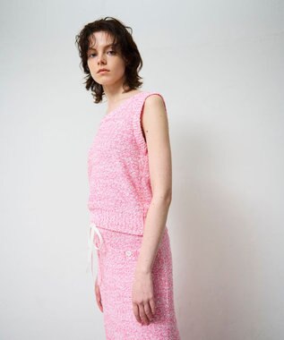 GRACE CONTINENTAL ネップツイードニットノースリーブ ピンク