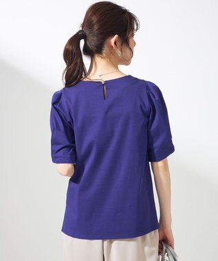 ANY SIS S 【撥水・汗ジミ防止・UVケア・洗える】スーピマスムース 袖タック Tシャツ ダークブルー