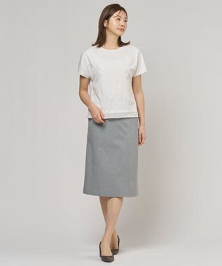 J.PRESS LADIES 【セットアップ対応・洗える・撥水】コットンFITTY スカート グレー系