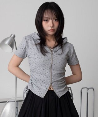 WEGO 半袖ドロストWジップパーカー