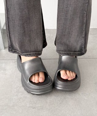 WEGO 厚底デザインラバーサンダル ブラックその他