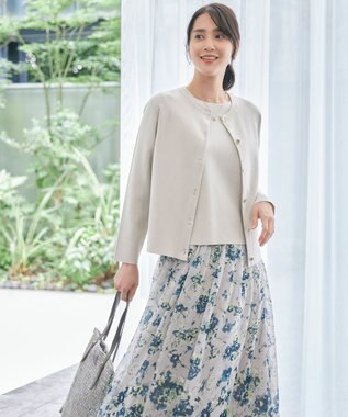 自由区 【アンサンブル対応・洗える】レーヨンストレッチ カーディガン ベージュ