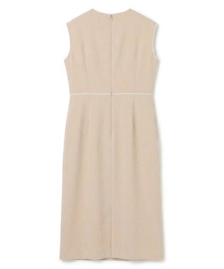 BEIGE， 【セットアップ対応】CINDY / 配色ライン クルーネックドレス Taupe x White